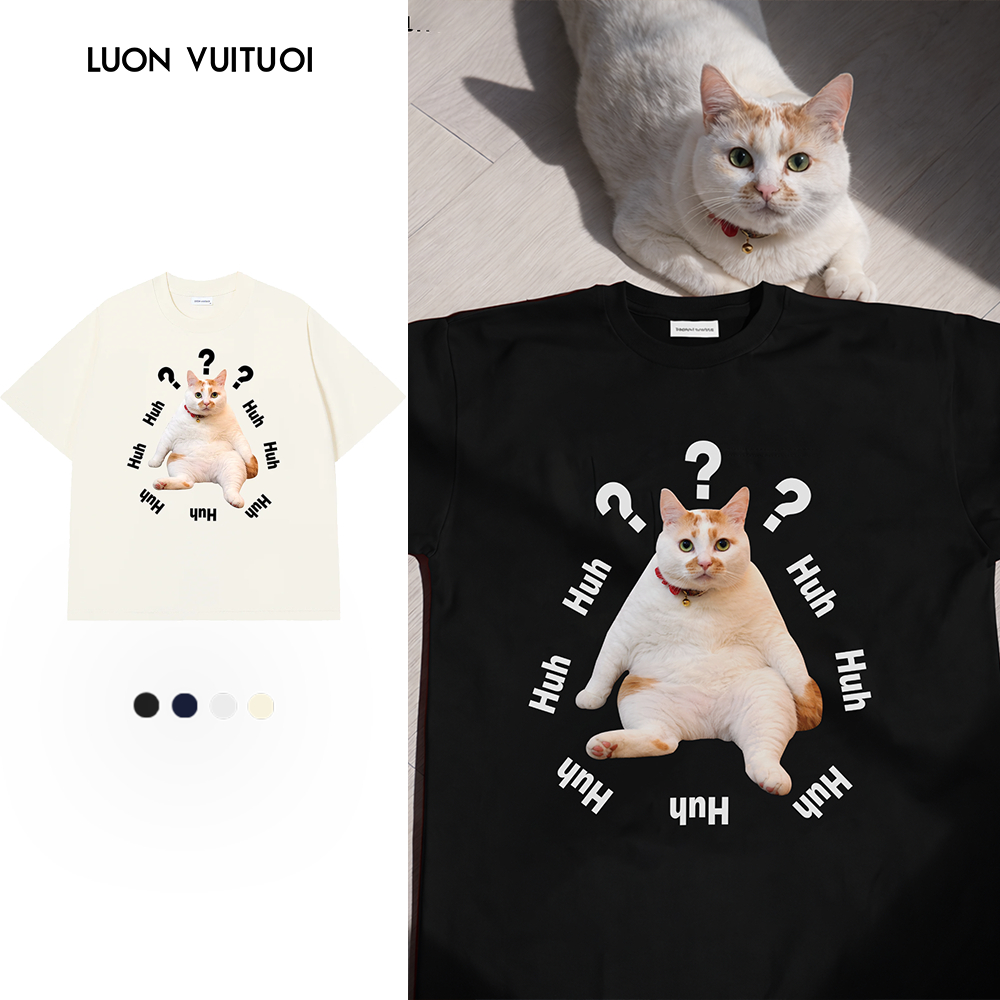เสื้อยืดสัตว์ Silly Relaxed Fit Luon Vutuoi "The Huh Cat" - Happyเสมอ
