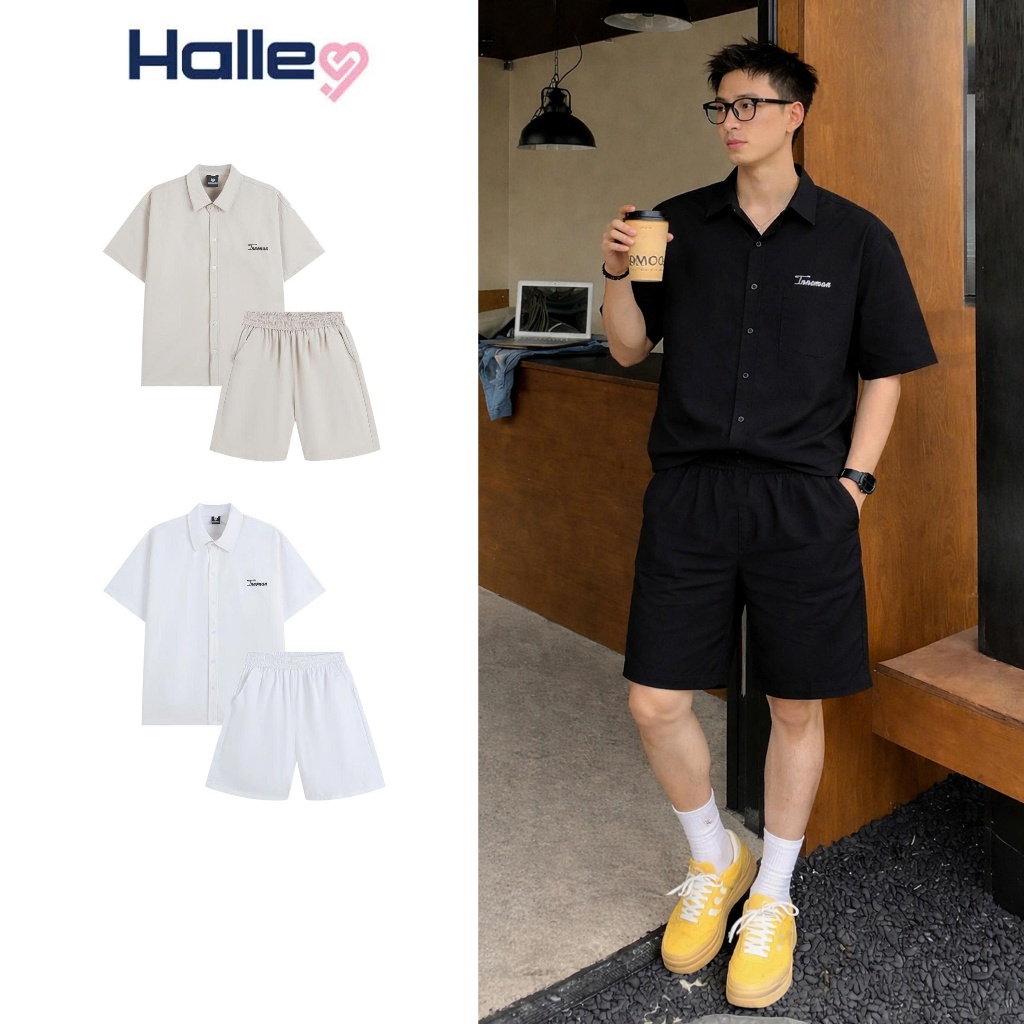 Halley J67 เสื้อเชิ้ตเอวสูงฤดูร้อน + ชุดกางเกงขาสั้น: ระบายอากาศได้ดี ชุดชายหาด ออกนอกบ้าน
