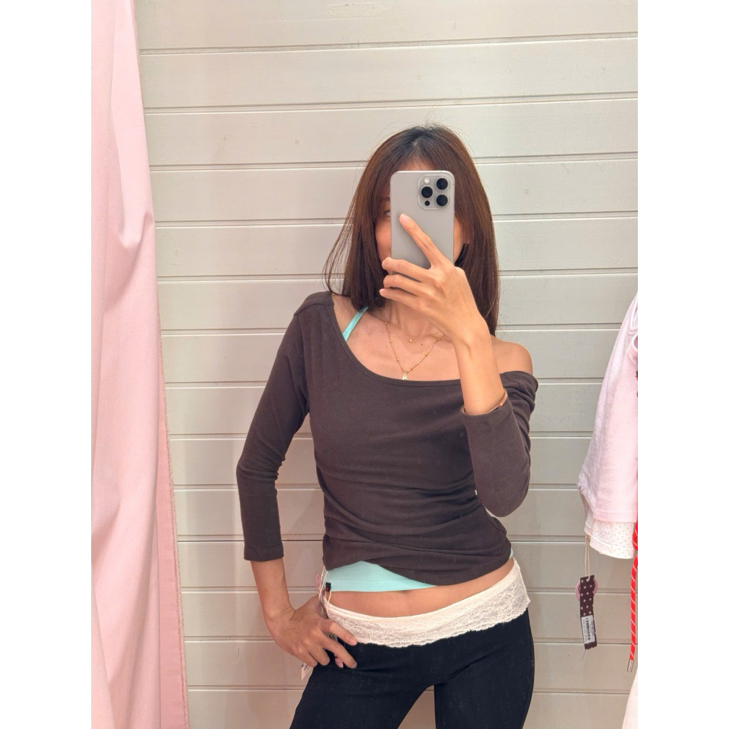 เสื้อคอปก Tiemmem - สีชมพู/น้ําตาล