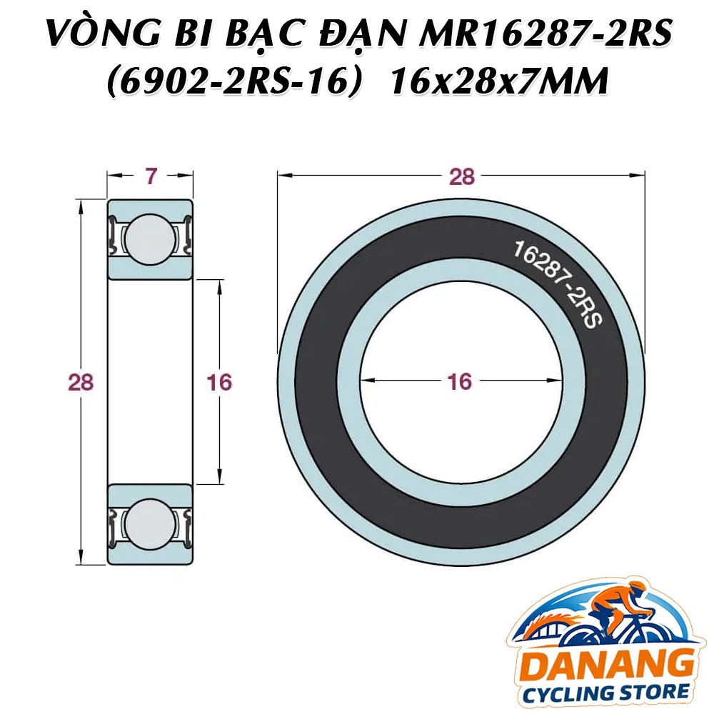แบริ่งจักรยาน 16287 rs (6902-rs-16) – 1 ชิ้น เรียบ ทนทาน