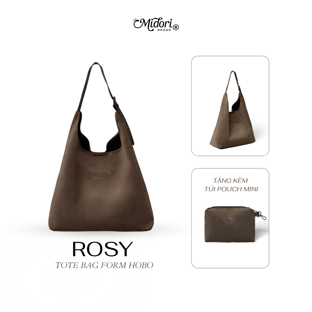 ROSY Velvet Felt Tote Bag Adjustable Straps Unisex Shoulder Bag for Work School | MIDORI STUDIO