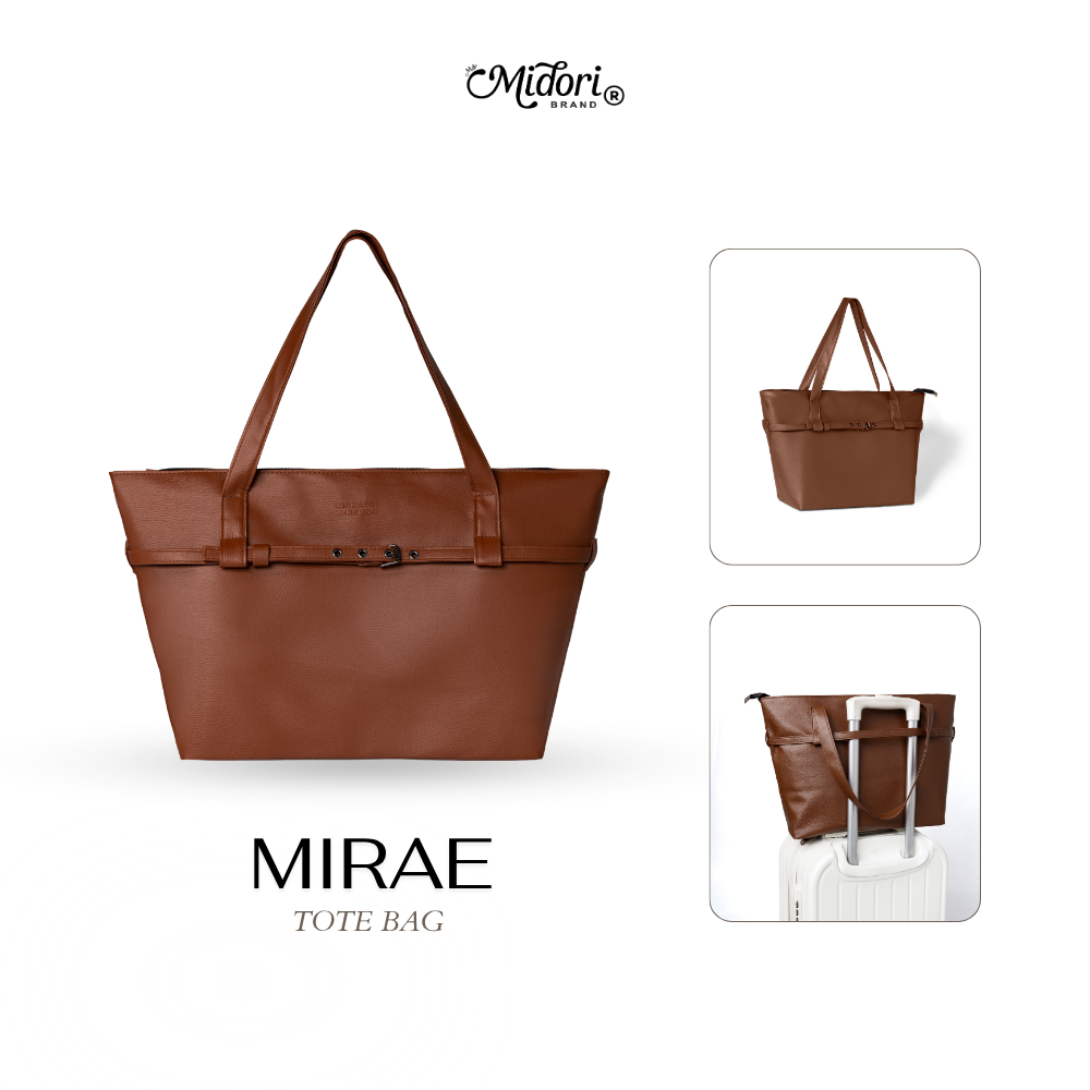MIRAE PU Leather Tote Bag Unisex Laptop Shoulder Bag for Work School Travel | MIDORI STUDIO