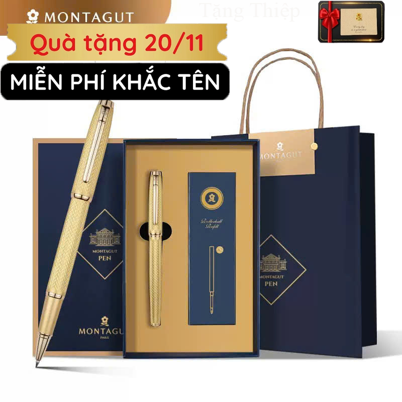 คุณภาพสูง ปากกาลายเซ็น Montagut ฟรีปากกาลงนาม ENGRAVING บนโลโก้ REQUEST ENGRAVING - กล่องเต็ม