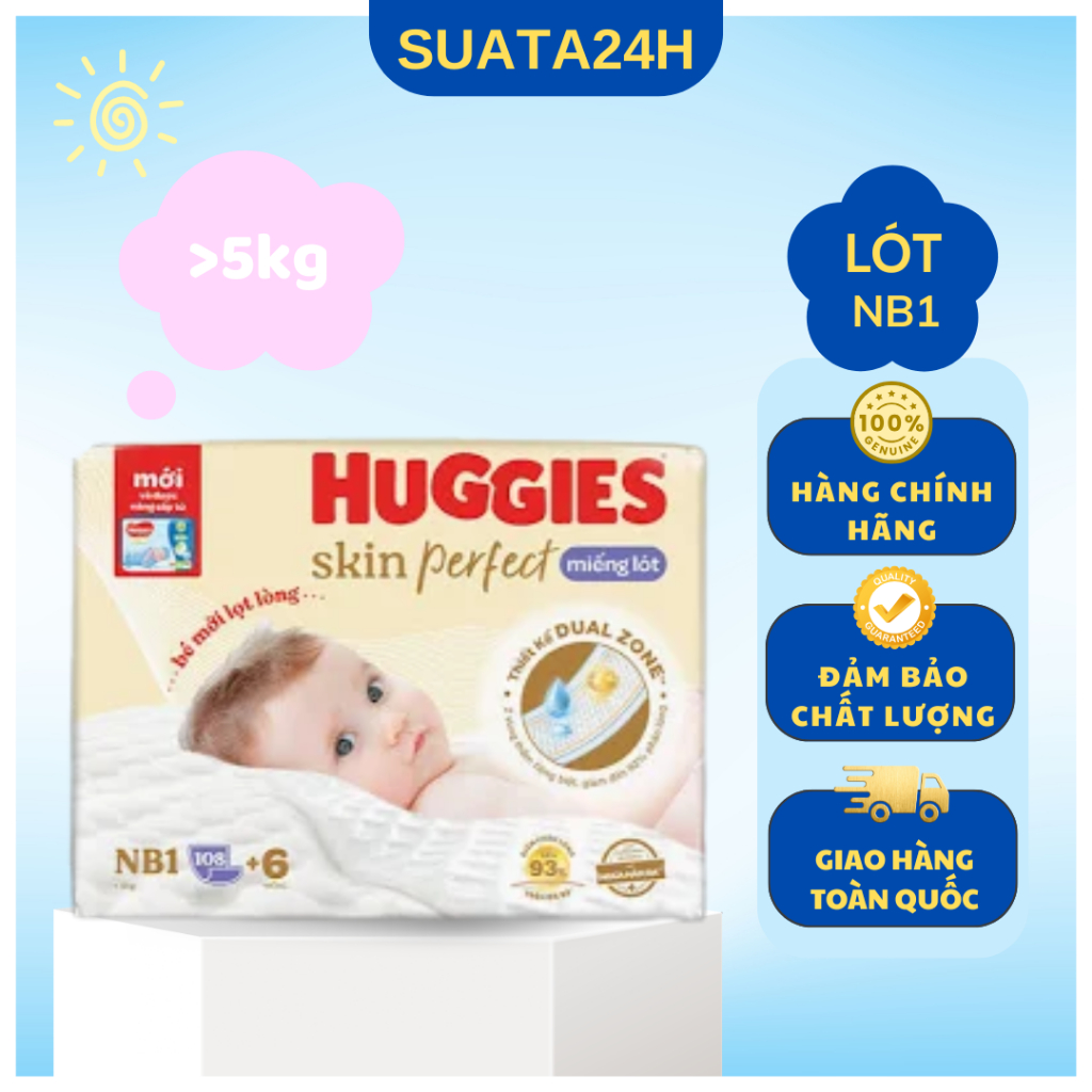 Huggies Skin Perfect แผ่นทารกแรกเกิด 1_108 ชิ้น (>5กก.)