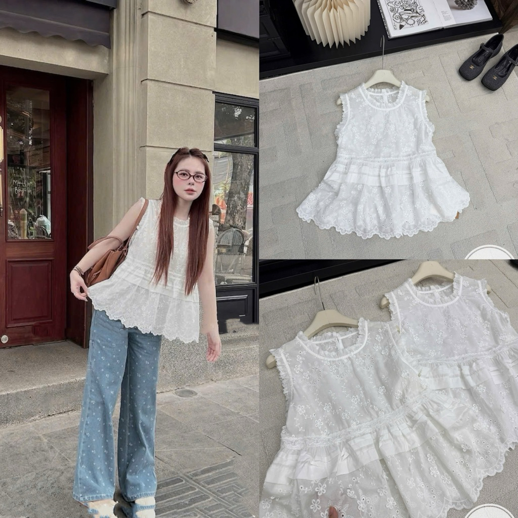 เบบี้ดอลล์ เสื้อกล้ามลายดอกไม้ลายนูน 9522