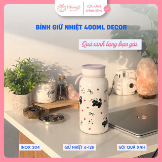 Bình Giữ Nhiệt Cute 400ml Inox 304 – Quà Tặng Bạn Gái Ý Nghĩa 🎁 Giữ Nhiệt 6-12h, Set Quà Xinh Xắn