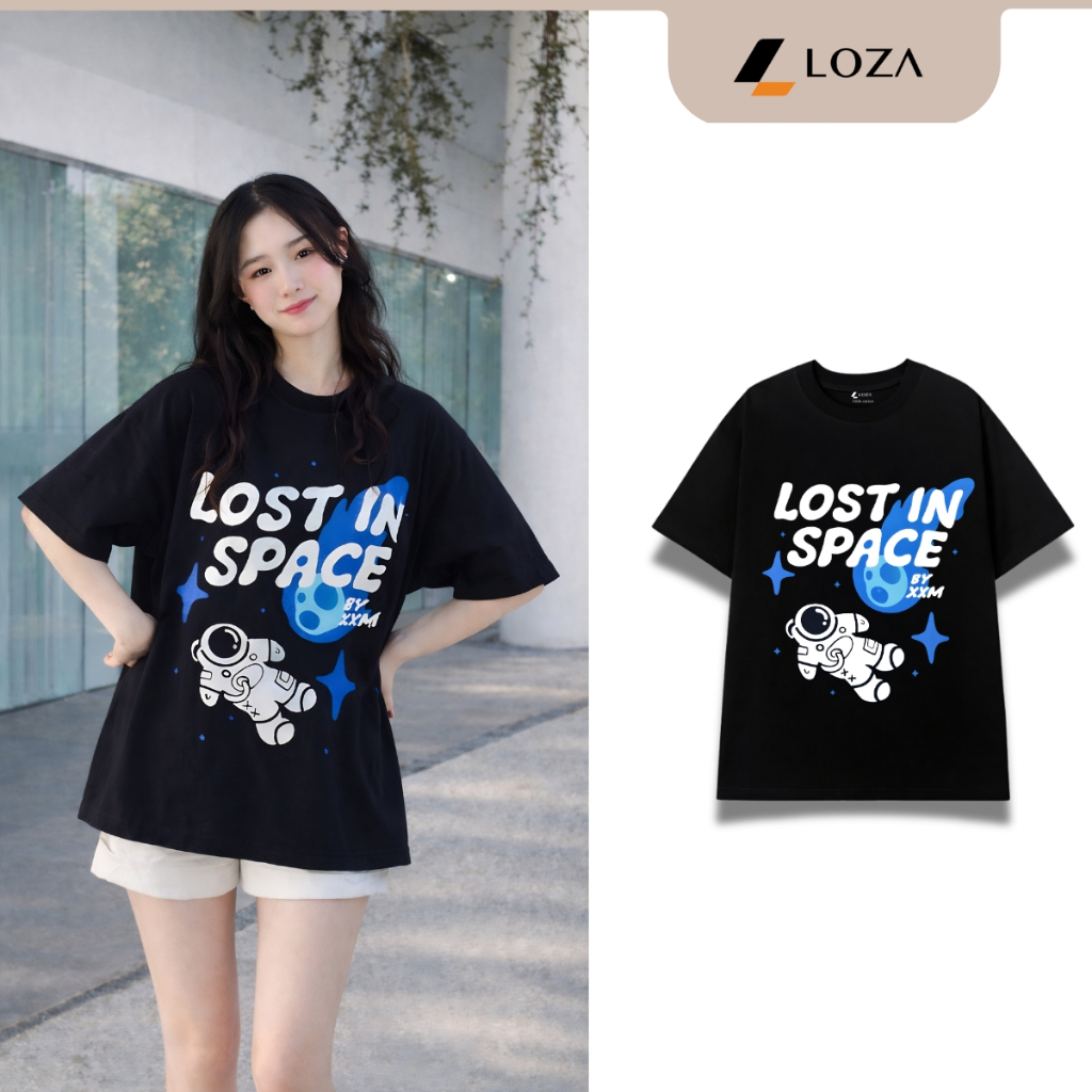 เสื้อยืด Unisex สําหรับผู้ชายและผู้หญิง พิมพ์ลาย LOST IN SPACE ผ้าคอตตอน 100% LOZA UX30 - US8541