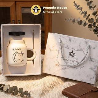 [Penguin] Ly sứ Vô Tri dễ thương 350ml quà tặng nữ cute, cốc uống nước decor bàn học phòng ngủ
