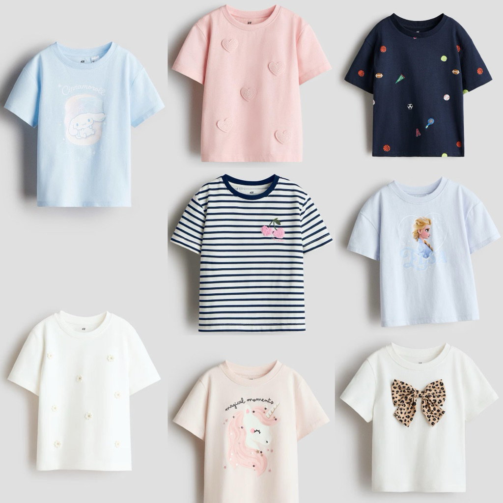 HM เสื้อยืดเด็กผู้หญิง ผ้าฝ้ายคุณภาพสูง-HM018