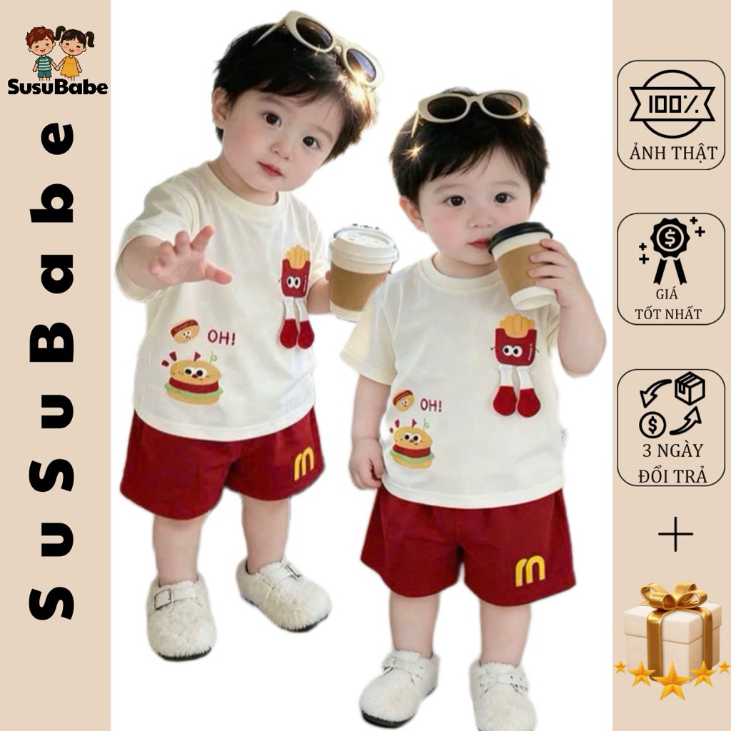 BURGER RED POTATO ชุดเสื้อและกางเกงสําหรับเด็ก