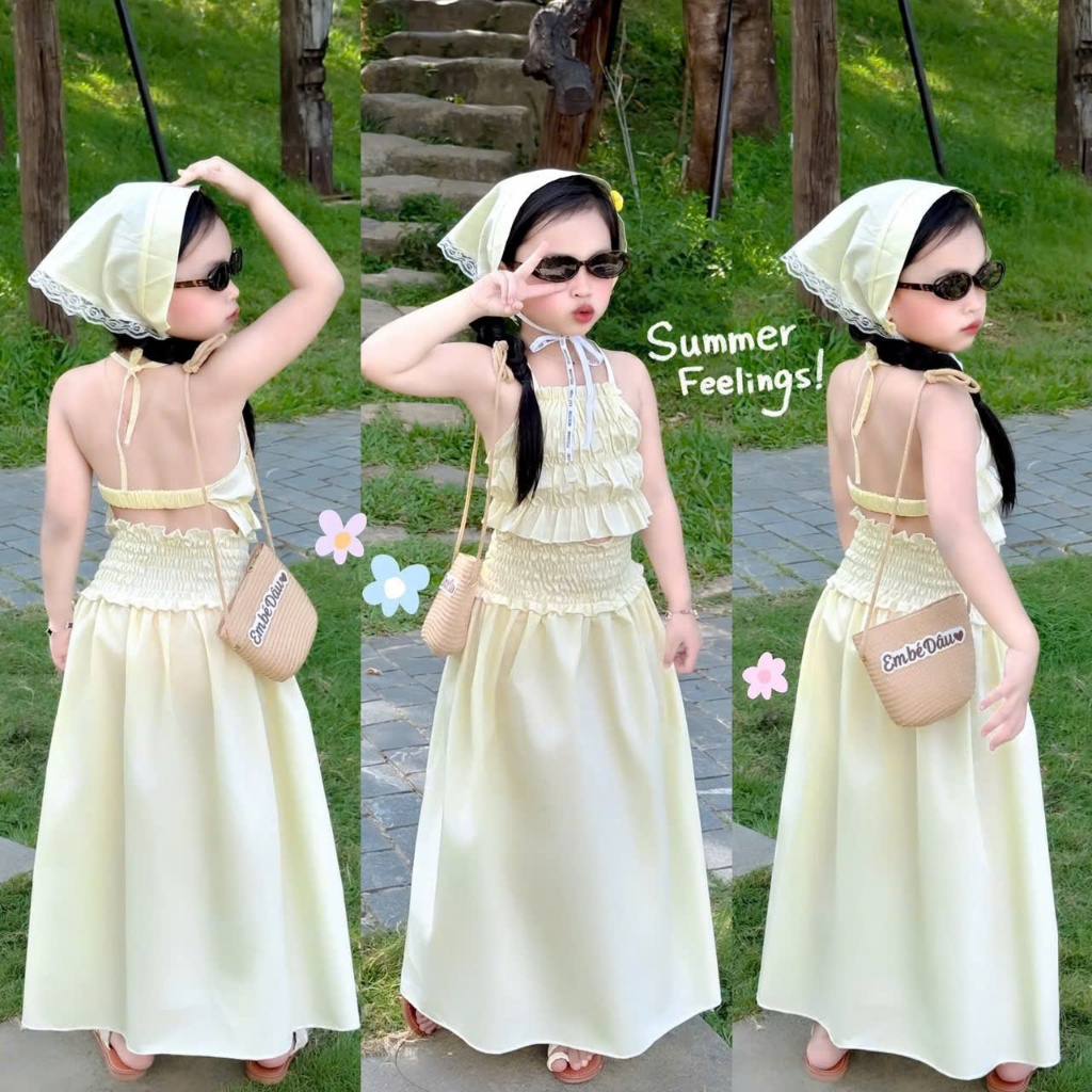[Michis Babies - H68] ชุดเดรสคล้องคอผ้าชีฟองชั้นสําหรับเด็กผู้หญิงสุดหรู