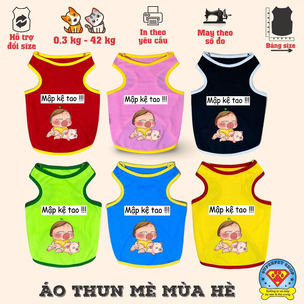 เสื้อสุนัขและแมวฤดูร้อน - QUNH AKA FAT SHELF TAO - SLEEVELESS IN ALL COLORS - Superpet Shop