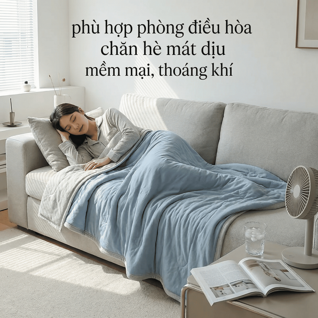 ผ้าห่มนวมปรับอากาศนุ่ม ระบายอากาศ แบบบาง ขนาด 2มx2ม3