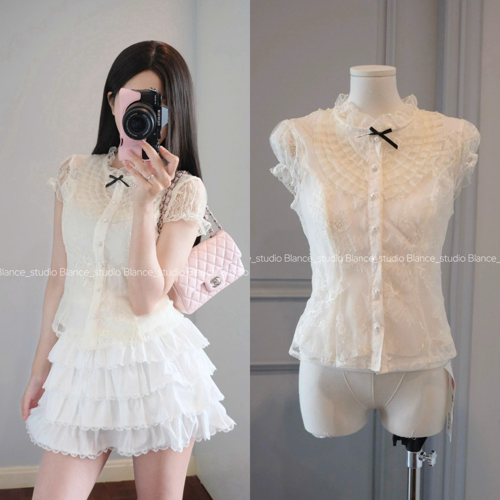 BLANCE STUDIO/ เสื้อลูกไม้คอปกวานิลลา