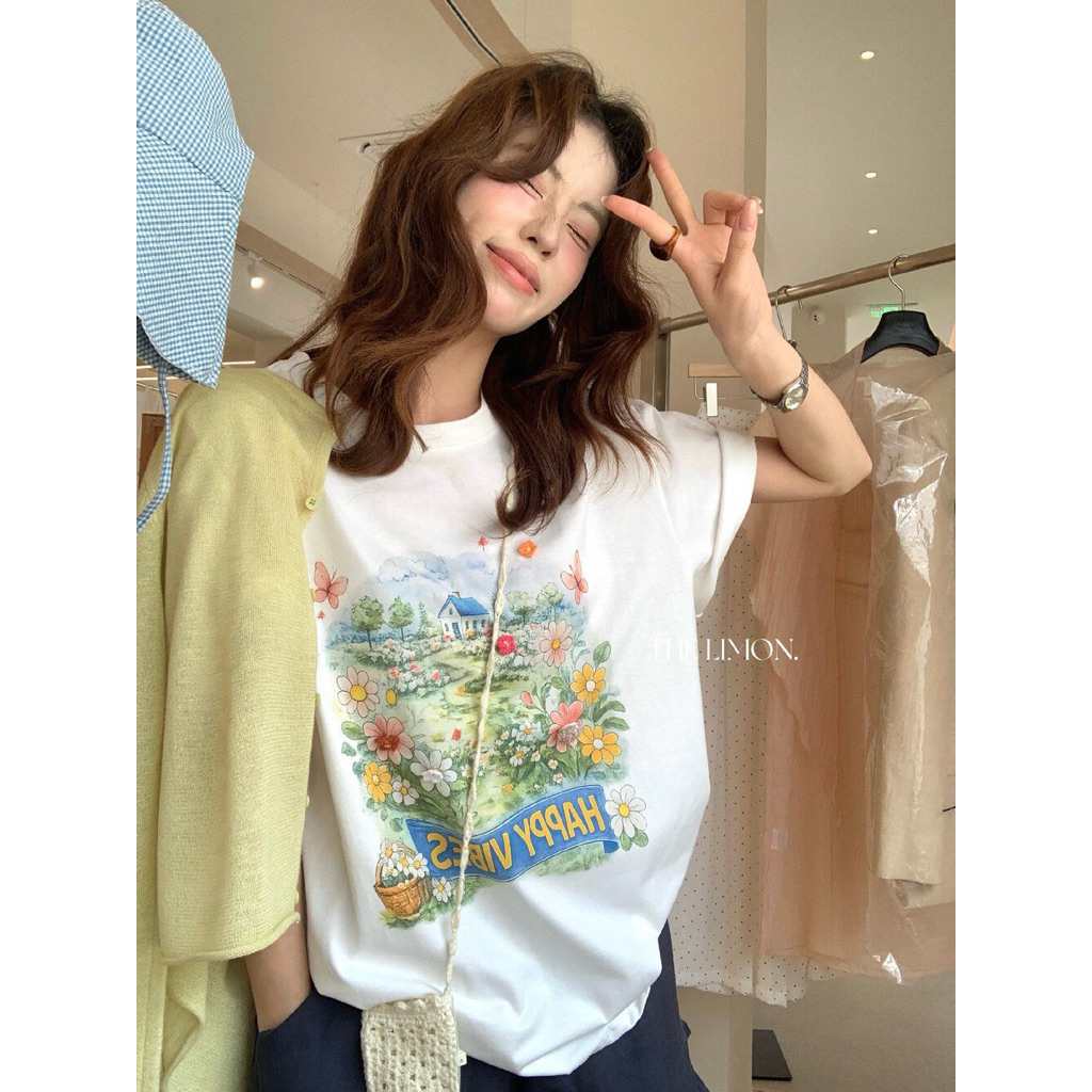 เสื้อยืดทรงหลวมด้วยสวน 3D คุณภาพสูงจาก The Limon /LienorderChina/ 10298