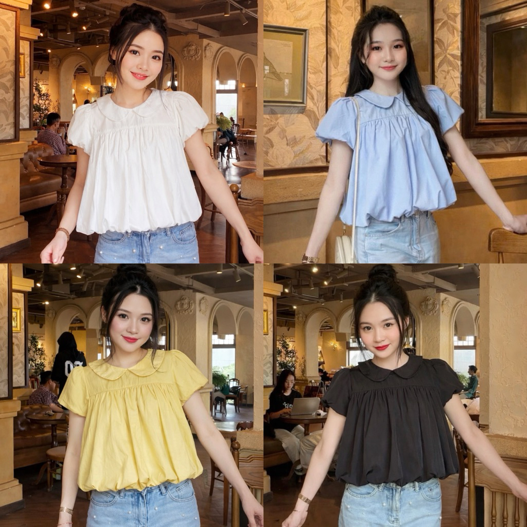 เสื้อเบบี้ดอลล์หลากสีสุดฮอตแขนพองคอปกบัว LOVITY BS996