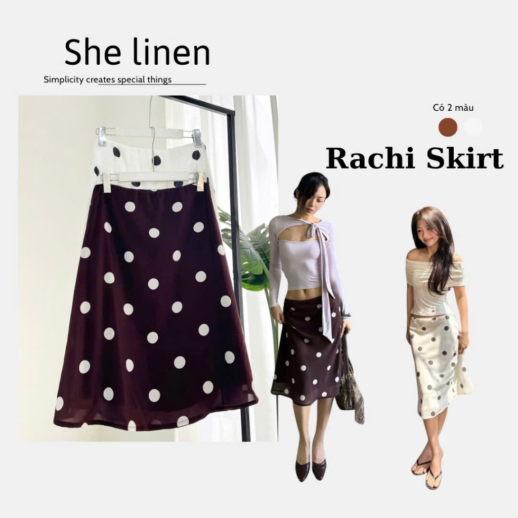 RACHI SKIRT-Silk polka dot SKIRT กระโปรงสั้นผ้าไหมลินิน