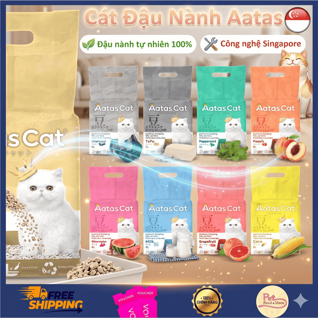 Aatas Soy Cat Cat Cat 6L กลิ่นกําจัดกลิ่นที่ดีมากมาย - ผลิตในสิงคโปร์