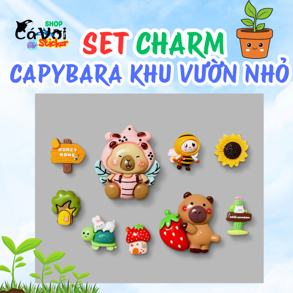 สวนขนาดเล็ก Capybara Charm ชุดน่ารัก Crocs Capybara Charm น่ารัก Crocs รองเท้าแตะ Charm Crocs Capyba