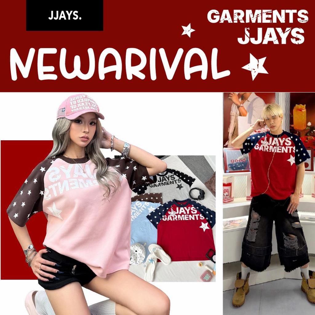 JAY GARMENT Tee BOXY - PINK/LEMON YELLOW เสื้อยืดผ้าฝ้ายหลวมสําหรับผู้ชายและผู้หญิง unisex Boxy เสื้อยืดแบรนด์ Jaystoree