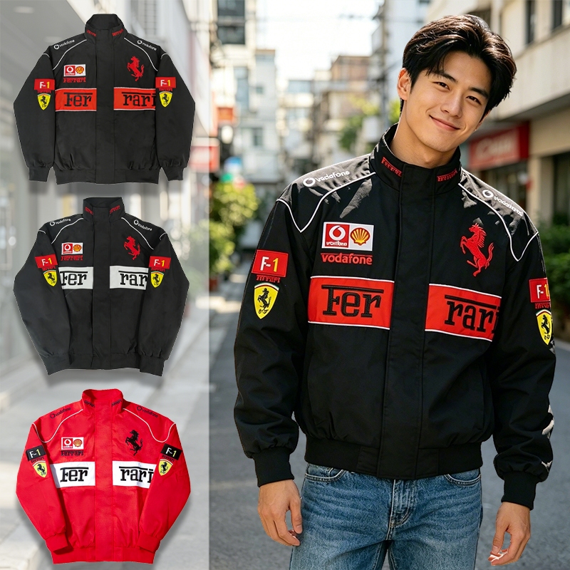 แบรนด์ท้องถิ่นGTY F1 Ferrari Racing Jacket, Mens Street Boy ปักWindbreaker,ฤดูหนาวแจ็คเก็ตแขนยาว