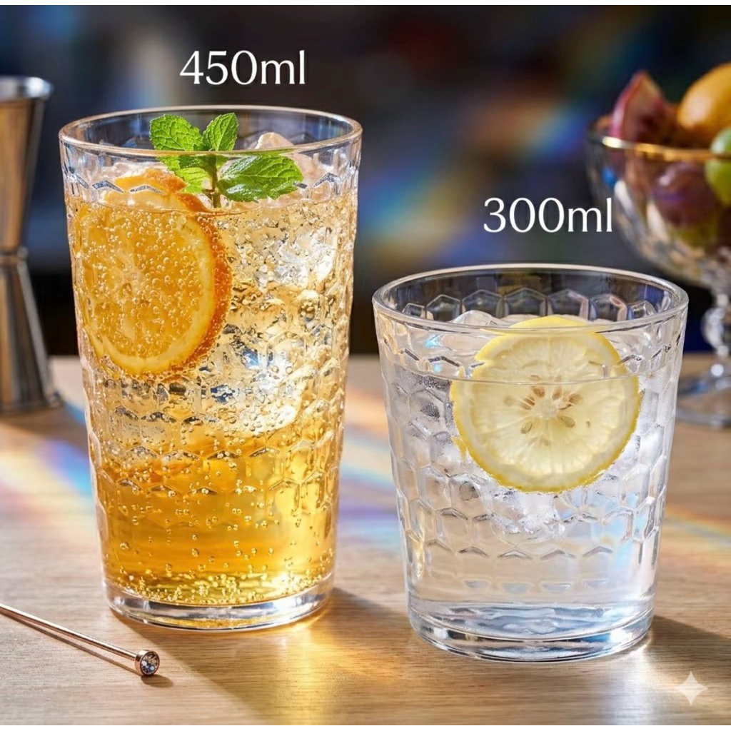 Combo of 3, 5 Meka Plastic Cups, ถ้วยชามะนาวทนความร้อน 300ml, 450ml, 460ML พร้อมที่จับเบียร์, ถ้วยน้