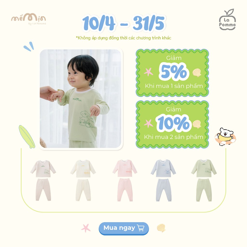 ชุดแขนยาว La Pomme fun day - เส้นด้าย Petit Soyeu Cool - เด็กชาย/หญิง - 6M - 5Y