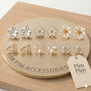 Bông Tai Pim Pim Accessories - Bộ Sưu Tập Khuyên Tai Nữ Hình Hoa Sang Chảnh , Cá Tính , Sang Trọng