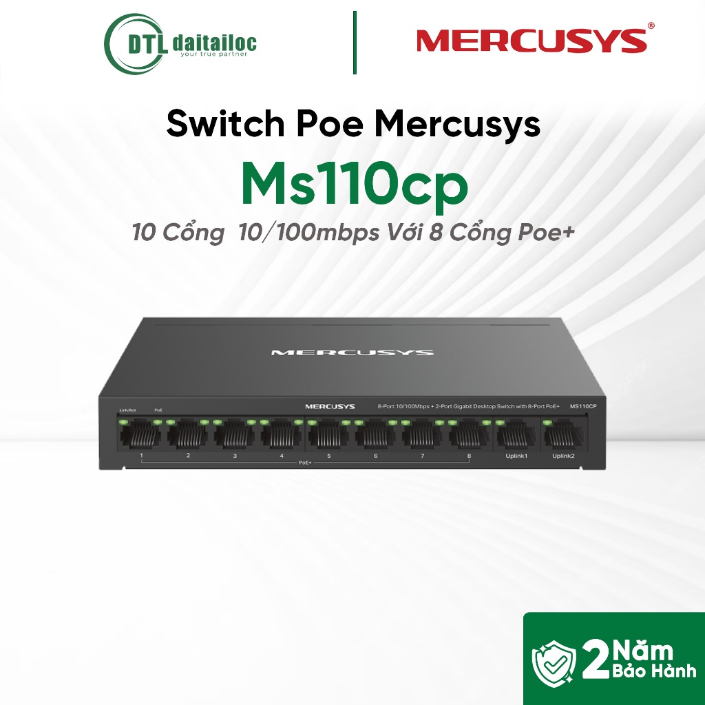 สวิตช์ PoE Mercusys 10P MS110CP 100mb | ของแท้24เดือน