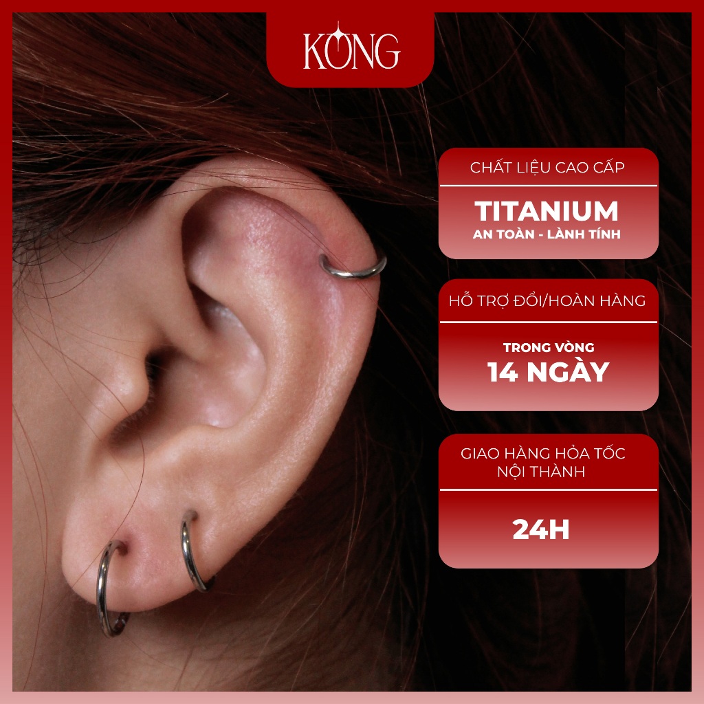 KONG - ต่างหูห่วงพื้นฐานจาก 6mm - 10mm