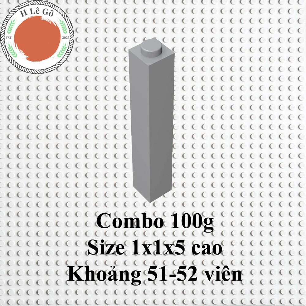 คอมโบ1ออนซ์ของสีเทาอ่อน1x1x5อิฐเสาเหลี่ยมประมาณ51-52ชิ้น