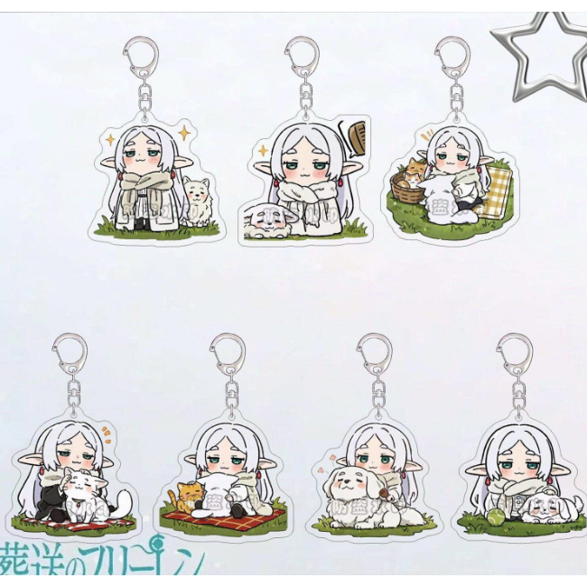 Frieren: Beyond Journeys End อะคริลิค Charm | 5 ซม. 7-Style Frieren กระเป๋าเป้สะพายหลังอุปกรณ์ต่อพ่ว