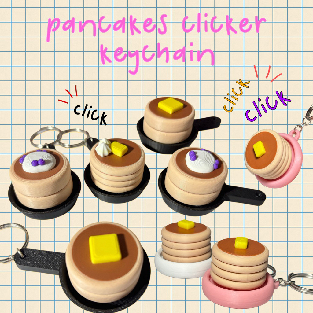 พวงกุญแจ Pancake Clicker - Clickable Pancake pan - ของเล่นคลายเครียด