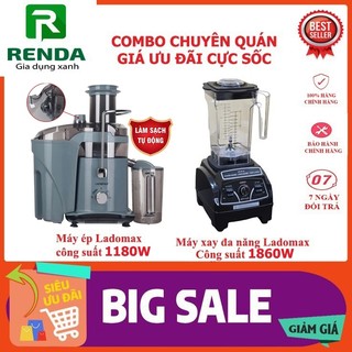 Combo chuyên nghiệp dành cho quán, nhà hàng gồm máy ép trái cây Ladomax 1180W và máy xay sinh tố đa năng 1860W Ladomax,