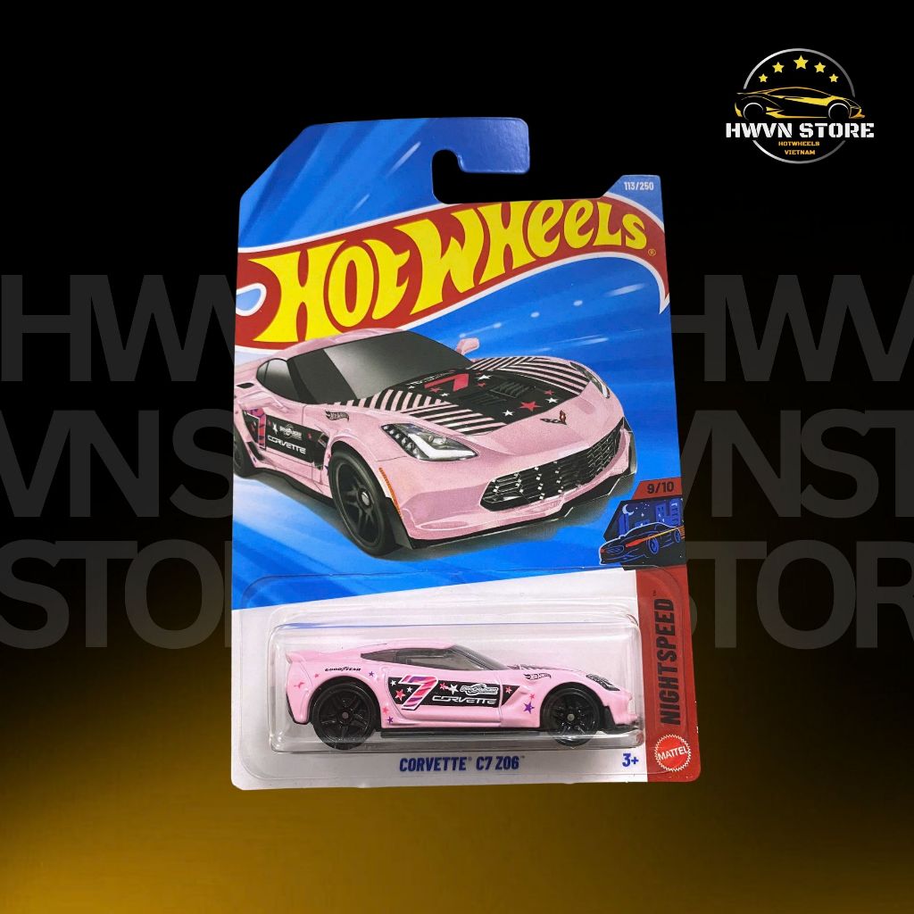 รถโมเดล Hotwheels Corvette C7 Z06 สีชมพู