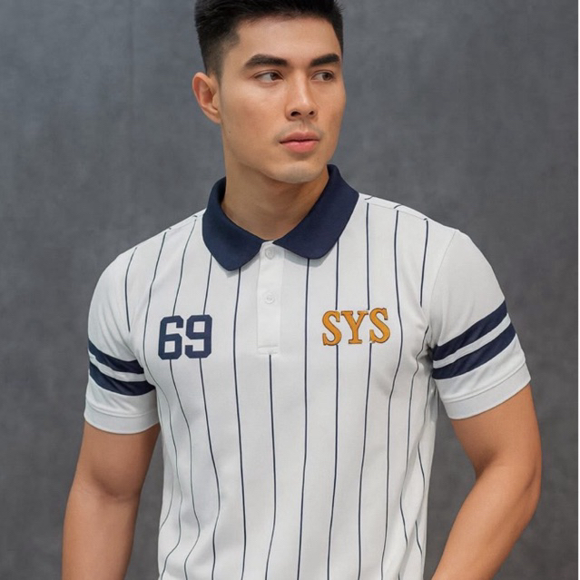 [A44] เสื้อยืดโปโลพิมพ์ลาย POLY STRITED