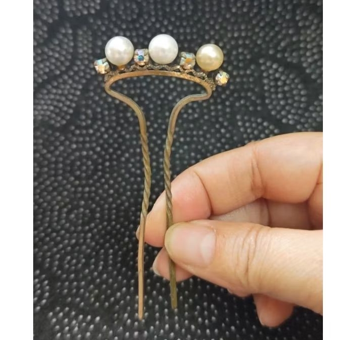 K0196-ญี่ปุ่น SI HAIR BAND – 2 TONE PEARL – NECK CROWN SHAPE 8.5CM