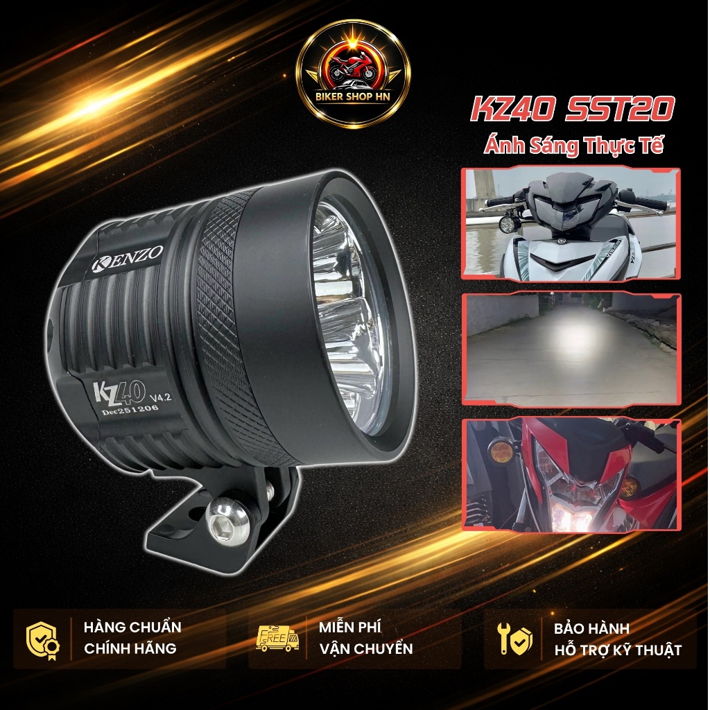 KZ40 V4.2 SST20 สปอตไลท์, การรวบรวมที่แข็งแกร่ง, การฉายภาพสูงสุด 250 ม., เหมาะกับรถจักรยานยนต์ Oto12