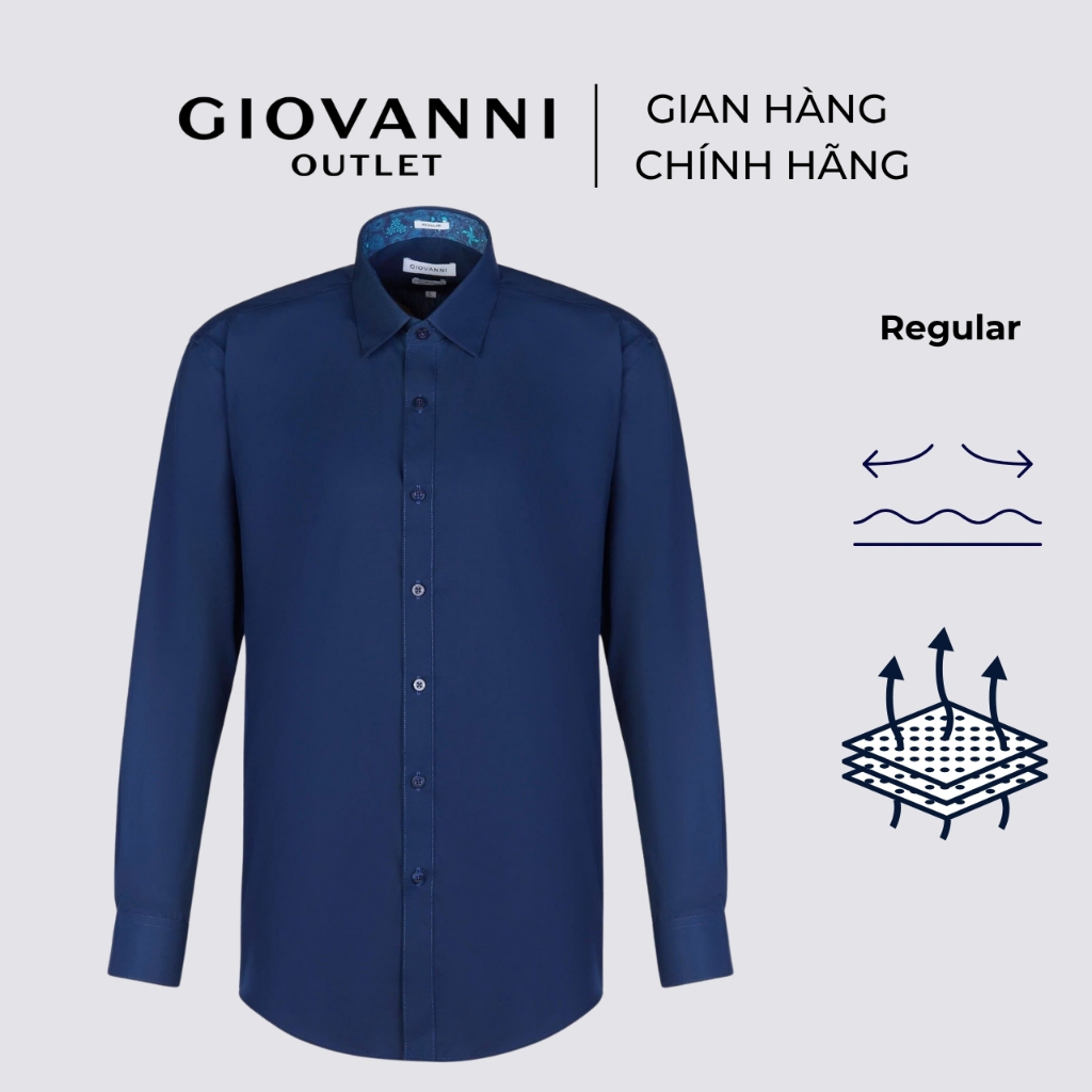GIOVANNI เสื้อเชิ้ตแขนยาวผู้ชายวัสดุผ้าฝ้าย 96% 4%ฟรีพอดีรูปร่างปกติ GLS0397-1