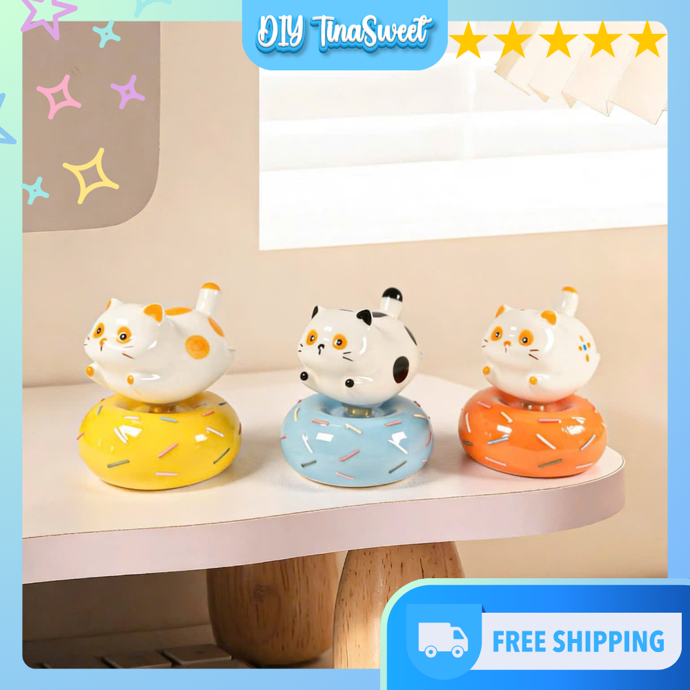 UIA รูปปั้นปูนปลาสเตอร์แมวปั่น Uncolorly Beautiful Decor - DIY TinaSweet