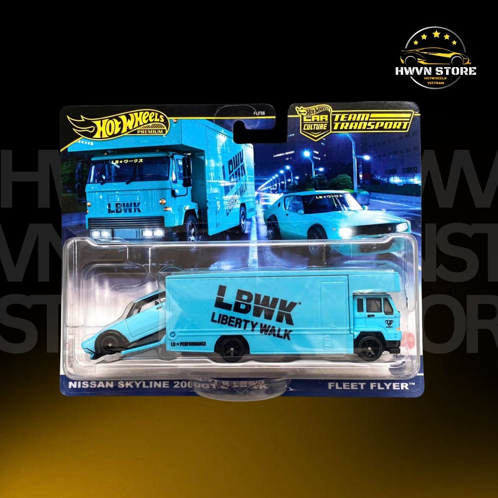 Hotwheel Team Transport - ชุด Nissan Skyline 2000GT-R LBWK 2 ชิ้น สีฟ้า