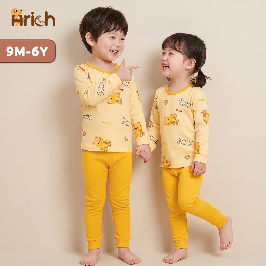 ชุดแขนยาวเด็ก Jungle summer - หมีทอง แบรนด์ Arich ไซส์ 12 เดือน-6 ขวบ