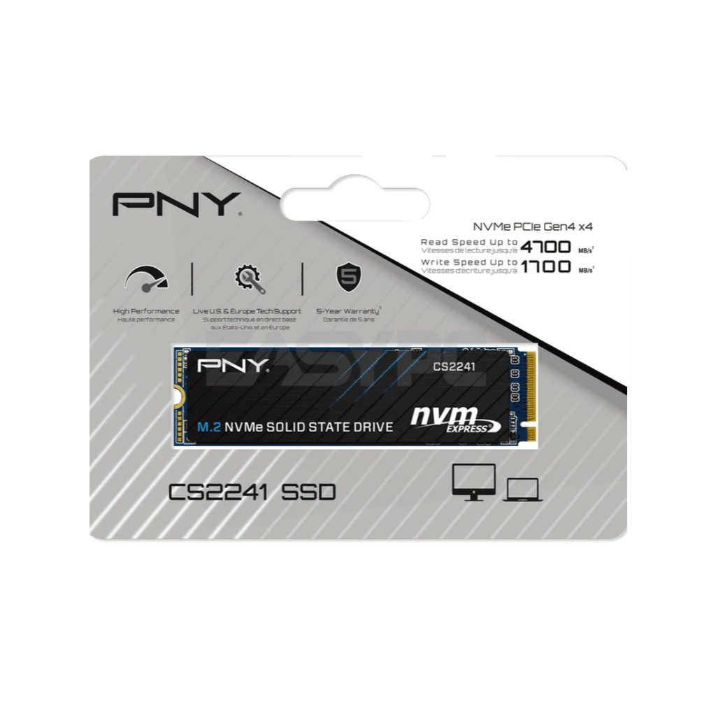 PNY CS2241 SSD คอมพิวเตอร์ฮาร์ดไดรฟ์ 1TB M.2 NVMe Gen 4x4 ใหม่ยี่ห้อ 05/2027