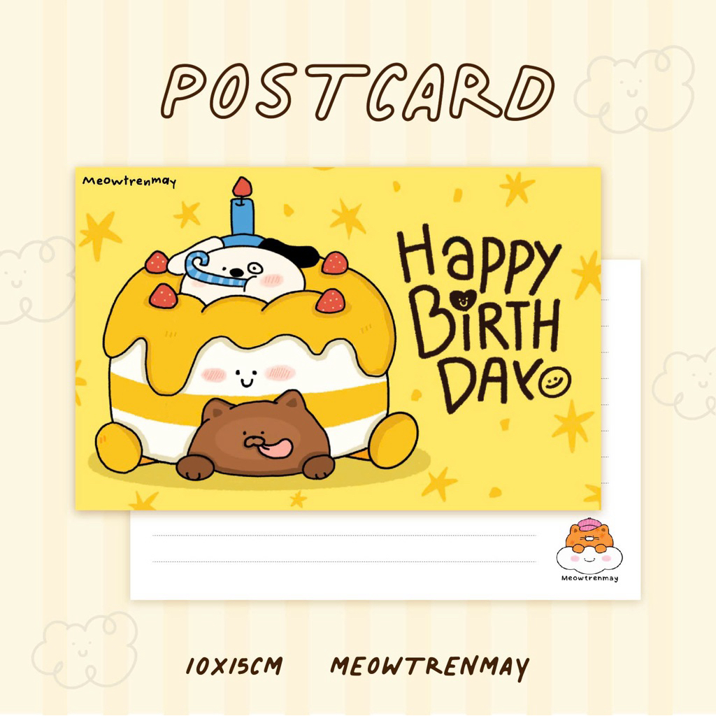 การ์ดวันเกิดน่ารักที่เขียนด้วยลายมือ | โปสการ์ดสําหรับเพื่อน ของตกแต่ง Mini Wishes – P16 – Meowtrenm