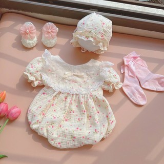 M23 -Bdoy xô hoa yếm đính 1 nơ cho bé 3-11kg Made by Hằng