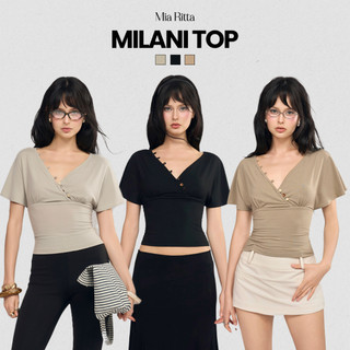 Áo thun cánh dơi nữ MIA RITTA áo kiểu nữ cổ v ôm nhẹ thun co giãn tôn dáng che bắp tay MILANI TOP - T0051