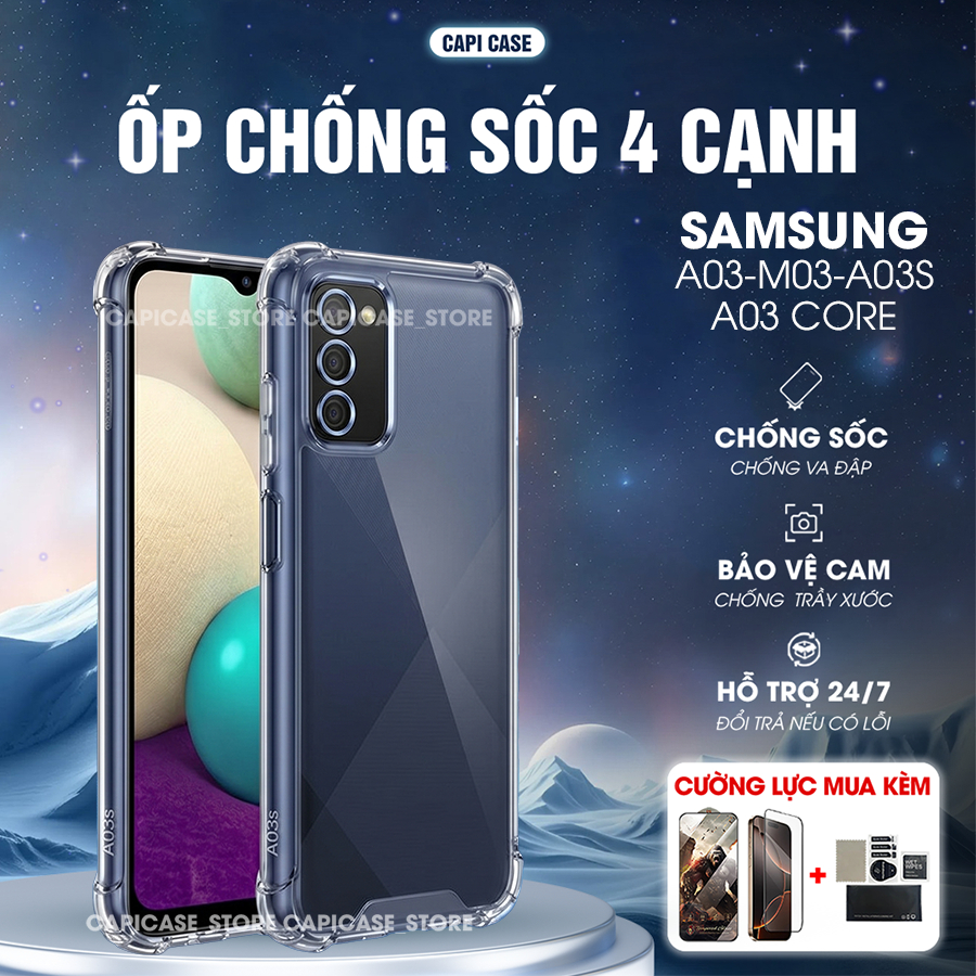 เคส Samsung A03 / M03 / A03S / A03 Core กันกระแทก 4 ด้าน ยืดหยุ่น ป้องกันกล้อง วัสดุซิลิคอน | CAPICA