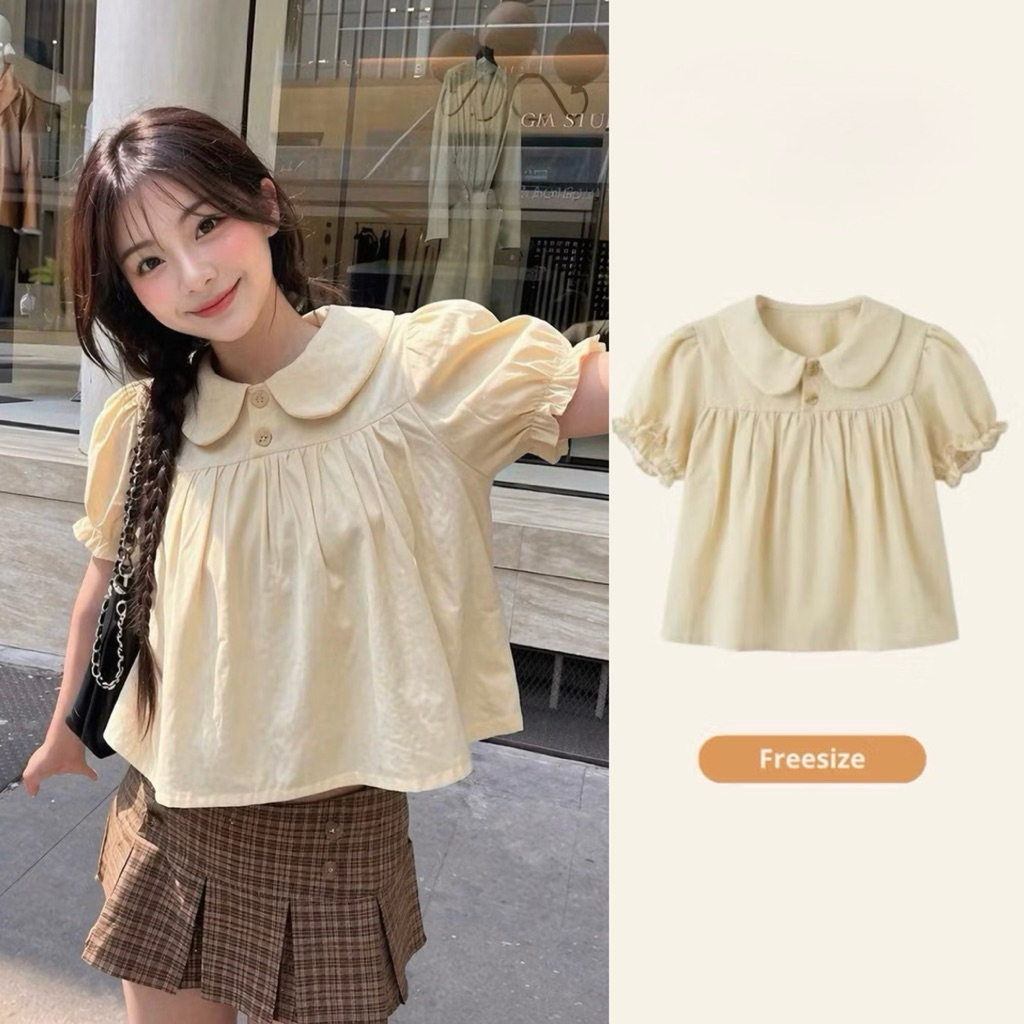 เสื้อเชิ้ต babydoll ผู้หญิง คอปกจับจีบ แขนพอง สวยมาก สไตล์ ladylike BB2N - Alisa 95