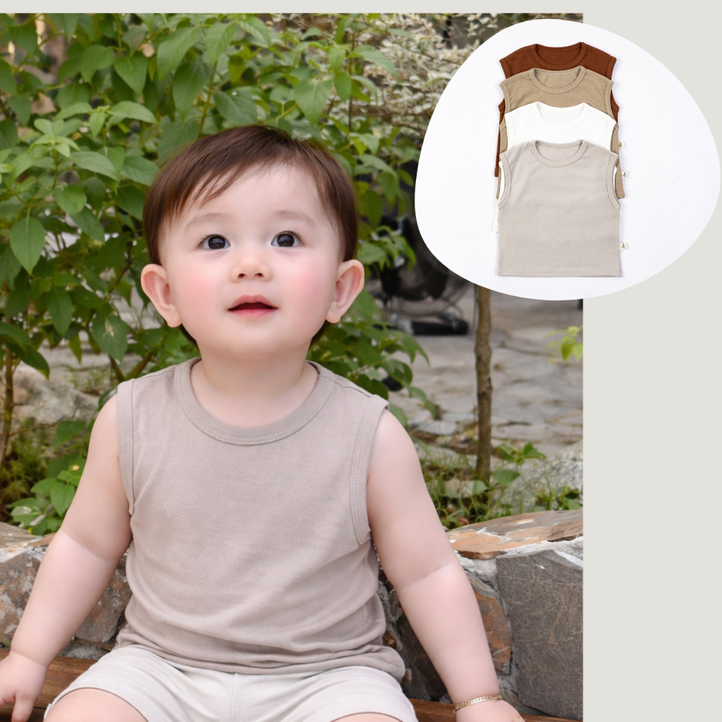 เสื้อกล้ามผ้าฝ้าย Tencel นุ่มและเย็นสําหรับทารก - A.XH05