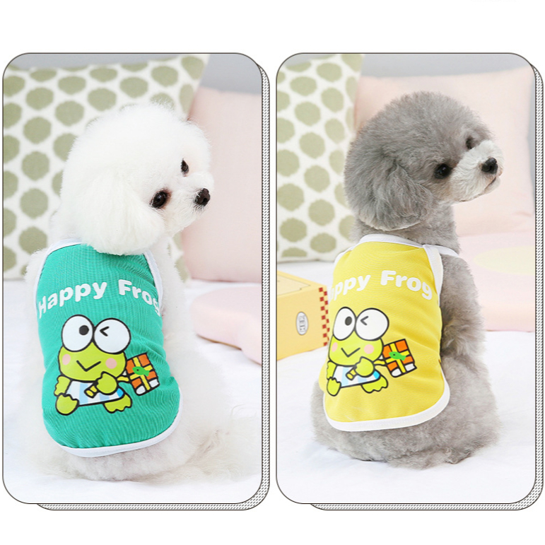 เสื้อเชิ้ต 2 ชิ้นรูปกบ Happy สําหรับสุนัขและแมว (รุ่นใหม่) - Hara Pet Store